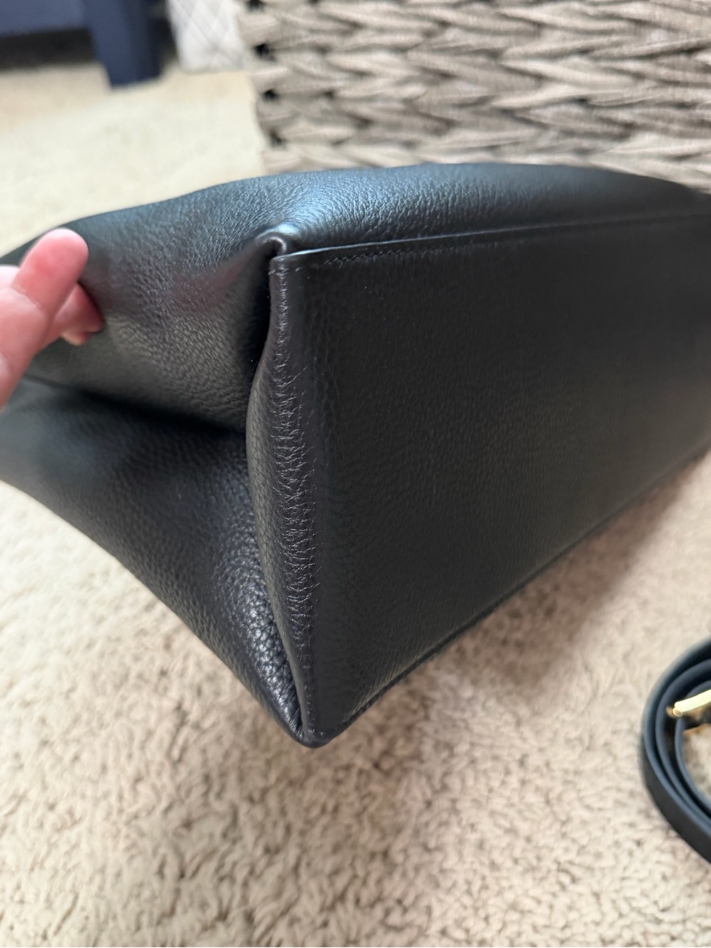 Tory Burch Britten Black Pebbled Leather Satchel Crossbody Shoulder Bag EUC - Picture 4 of 14